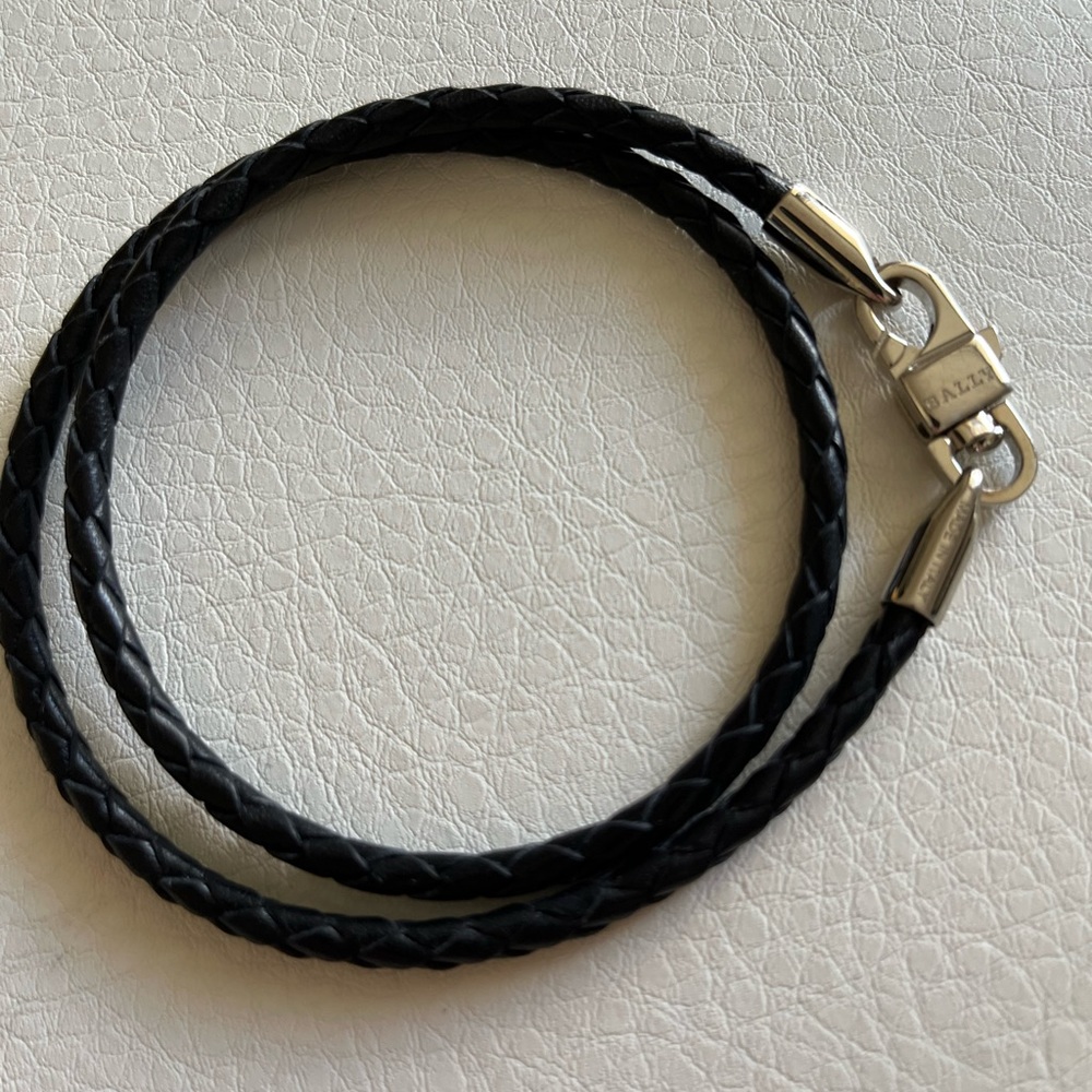 Bally leather and stainless bracelet